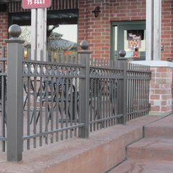 Custom ornamental wrought iron patio railing welded on-site in DuPage County