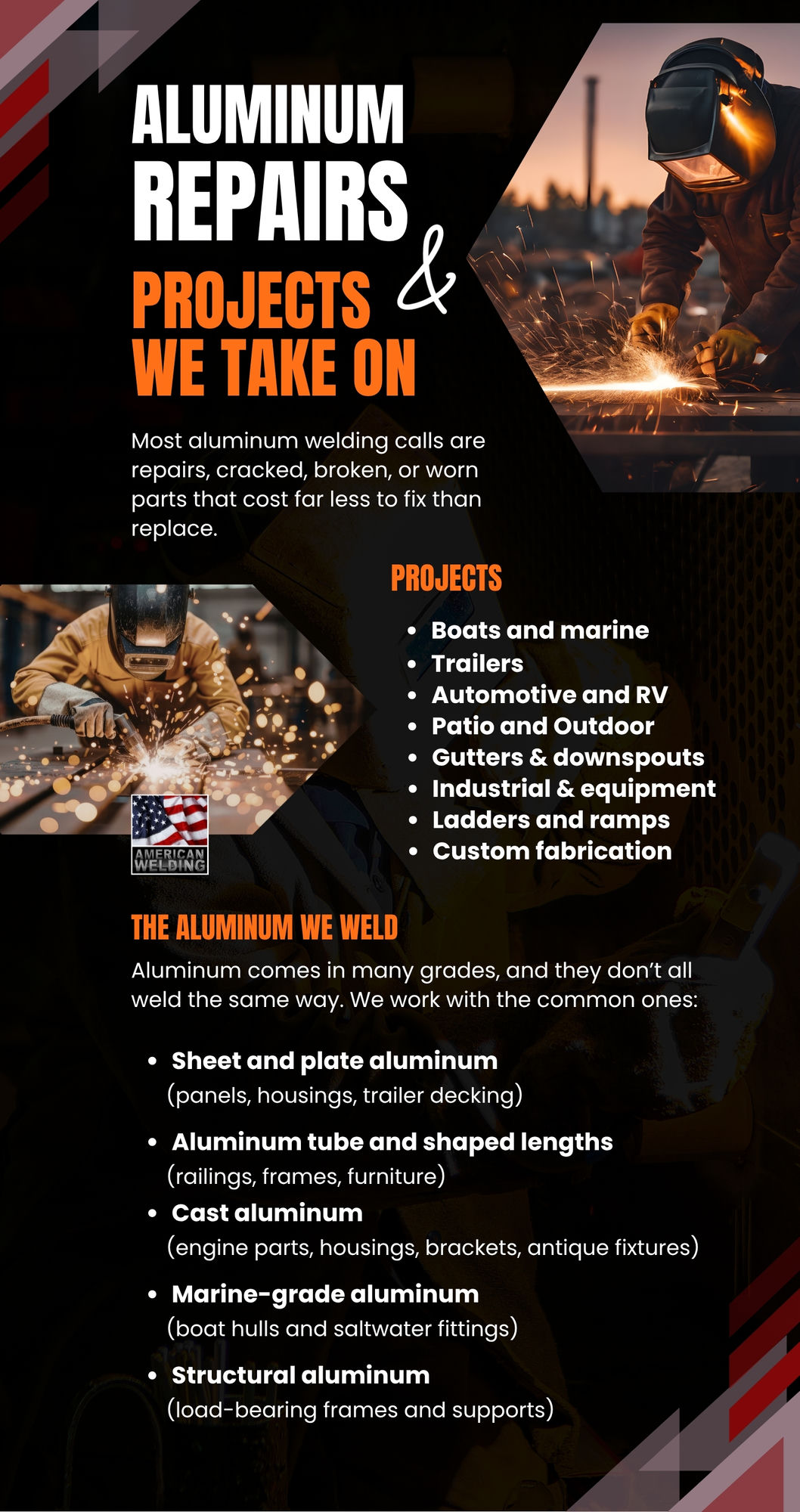 Aluminum repairs and projects American Welding takes on