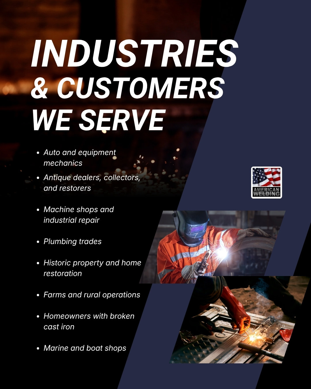 Industries and customers American Welding serves for cast iron