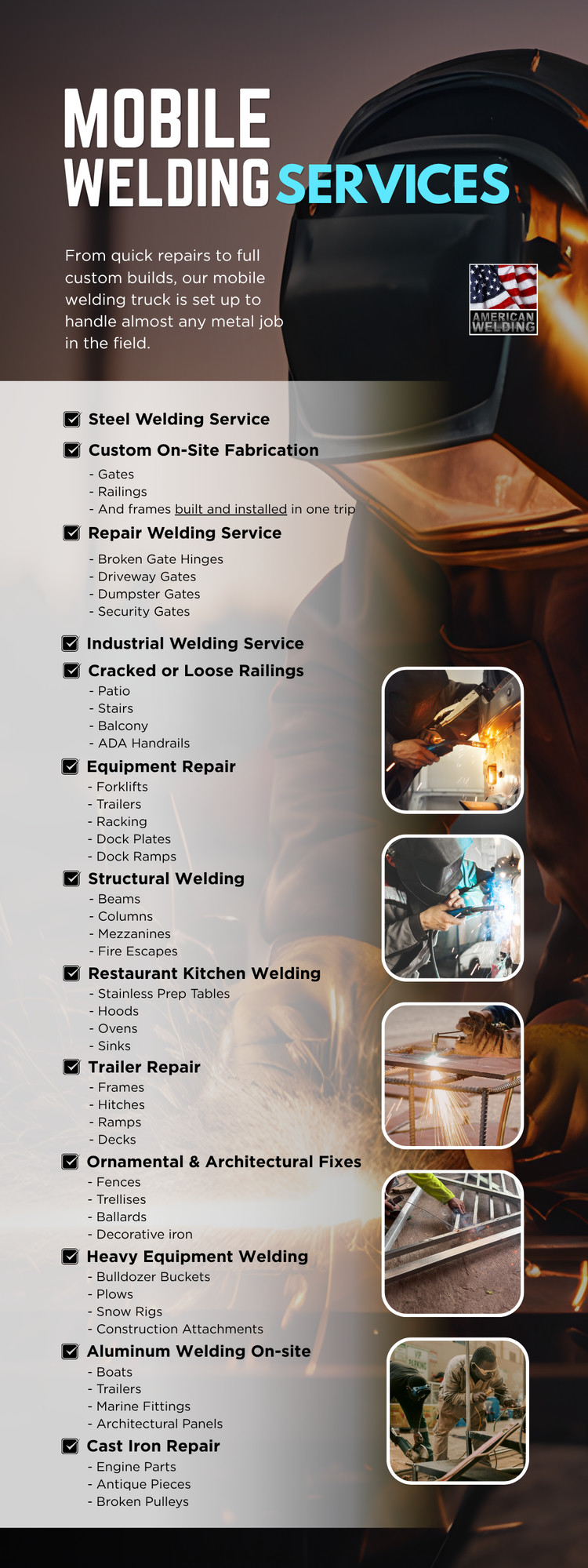 Mobile welding services American Welding offers across Chicago & DuPage County