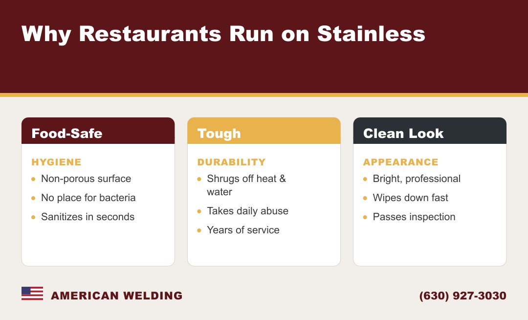 Why restaurants run on stainless steel — hygiene, durability, clean look